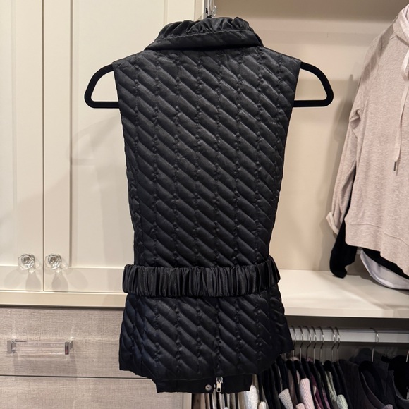 White House Black Market Quilted Black Vest with Belt - Picture 2 of 2